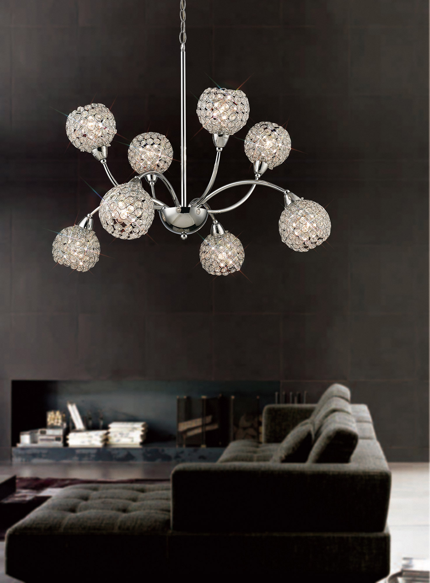 Escado Crystal Ceiling Lights Diyas Multi Arm Crystal Fittings